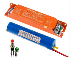 Lumight EM Battery Backup Kit for LED Vapor Tight Lights, 8W, 90-Min Runtime, UL 924 - Includes Emergency Driver, Battery Pack & Test Switch