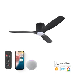 Savannah 52-Inch Smart Flush Mount Ceiling Fan with LED Light | Matter Compatible, 6 Speeds, Remote & App Control