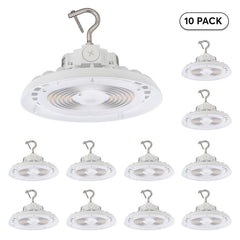 [10-Pack] Lumight UFO LED Round High Bay Light – 200W/250W/300W Selectable, 3CCT (3500K/4000K/5000K), 32,000–48,000 Lumens, 120–277V, 0–10V Dimmable, Black/White Finish – Industrial & Commercial High-Ceiling Fixture