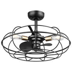 Indoor/Outdoor Fandelier | 24”, 3 Speeds, remote controlled | 500 Lumens | 2700K | Matte Black with Bronze Bulb
