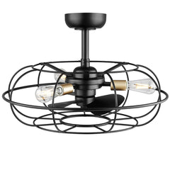 Indoor/Outdoor Fandelier | 24”, 3 Speeds, remote controlled | 500 Lumens | 2700K | Matte Black with Bronze Bulb