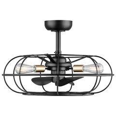 Indoor/Outdoor Fandelier | 24”, 3 Speeds, remote controlled | 500 Lumens | 2700K | Matte Black with Bronze Bulb