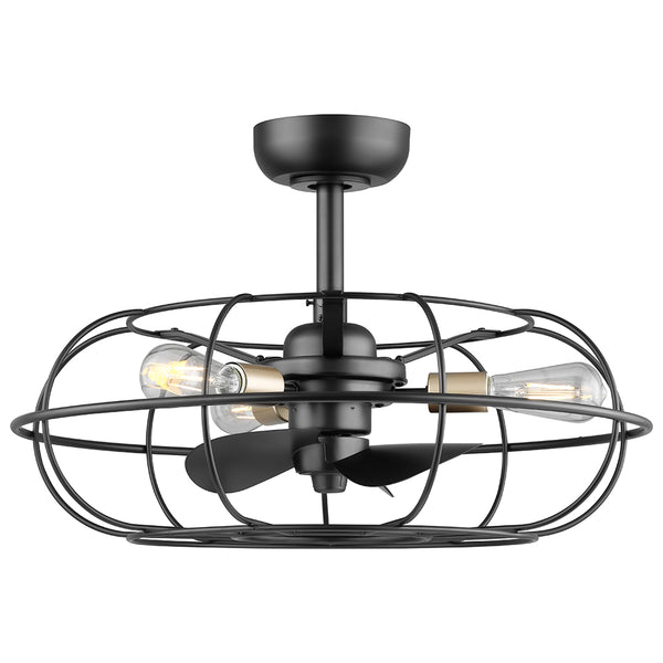 Indoor/Outdoor Fandelier | 24”, 3 Speeds, remote controlled | 500 Lumens | 2700K | Matte Black with Bronze Bulb