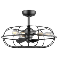 Indoor/Outdoor Fandelier | 24”, 3 Speeds, remote controlled | 500 Lumens | 2700K | Matte Black with Bronze Bulb