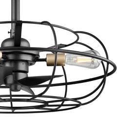 Indoor/Outdoor Fandelier | 24”, 3 Speeds, remote controlled | 500 Lumens | 2700K | Matte Black with Bronze Bulb