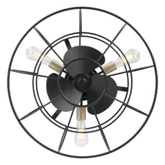 Indoor/Outdoor Fandelier | 24”, 3 Speeds, remote controlled | 500 Lumens | 2700K | Matte Black with Bronze Bulb