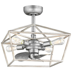 Indoor/Outdoor Fandelier | 12”, 3 Speeds, remote controlled | 500 Lumens | 2700K | Galvanized Antique White