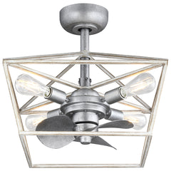 Indoor/Outdoor Fandelier | 12”, 3 Speeds, remote controlled | 500 Lumens | 2700K | Galvanized Antique White