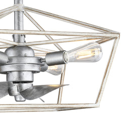Indoor/Outdoor Fandelier | 12”, 3 Speeds, remote controlled | 500 Lumens | 2700K | Galvanized Antique White