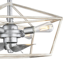 Indoor/Outdoor Fandelier | 12”, 3 Speeds, remote controlled | 500 Lumens | 2700K | Galvanized Antique White