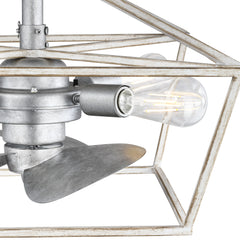 Indoor/Outdoor Fandelier | 12”, 3 Speeds, remote controlled | 500 Lumens | 2700K | Galvanized Antique White