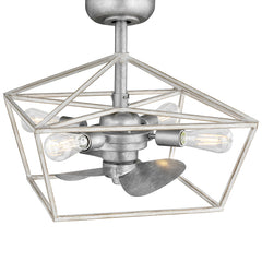 Indoor/Outdoor Fandelier | 12”, 3 Speeds, remote controlled | 500 Lumens | 2700K | Galvanized Antique White